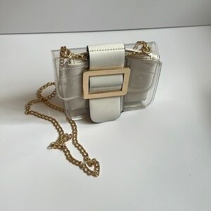 Clear Mini Shoulder/Crossbody Purse with Gold Chain